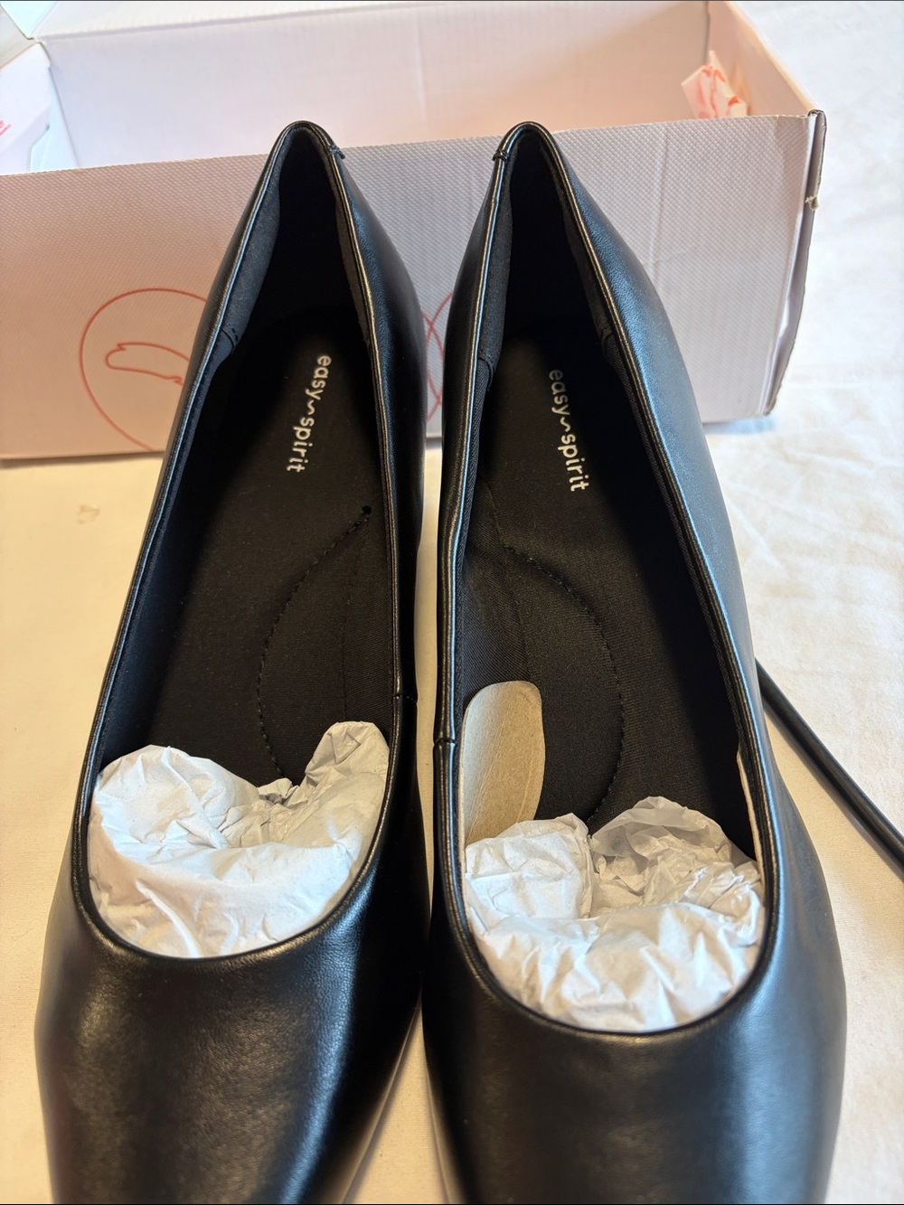 Easy Spirit Black Leather-Look Women's Ballet Flats